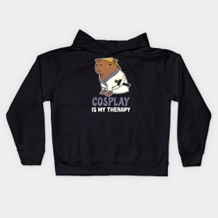 Cosplay is my therapy cartoon Capybara Samurai Kids Hoodie